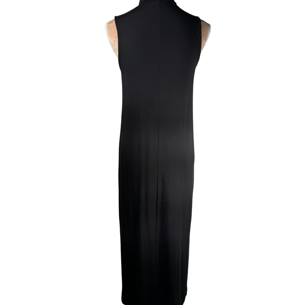 Garnet Hill Sleeveless Maxi Dress Mock Neck Black Minimalist Stretch Sz XS - Picture 8 of 14